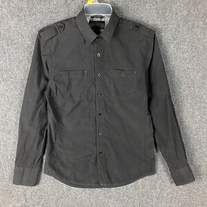 No Retreat Button Up Shirt Men's Small  Long Sleeve Gray‎ Cotton Blend S